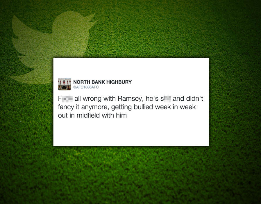 Một dòng tweet chứa những từ thô tục bày tỏ sự bức xúc với Ramsey. Ảnh: Express.