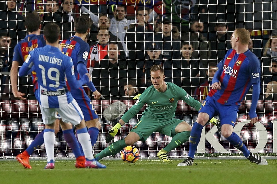 Phút 71, Unai Lopez cân bằng tỷ số cho Leganes. Ảnh: Daily Mail.