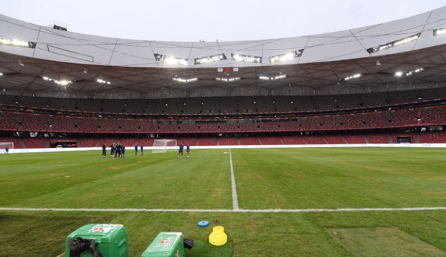 Buổi tập thứ hai của Chelsea diễn ra trên sân Tổ Chim, Bắc Kinh, Trung Quốc.