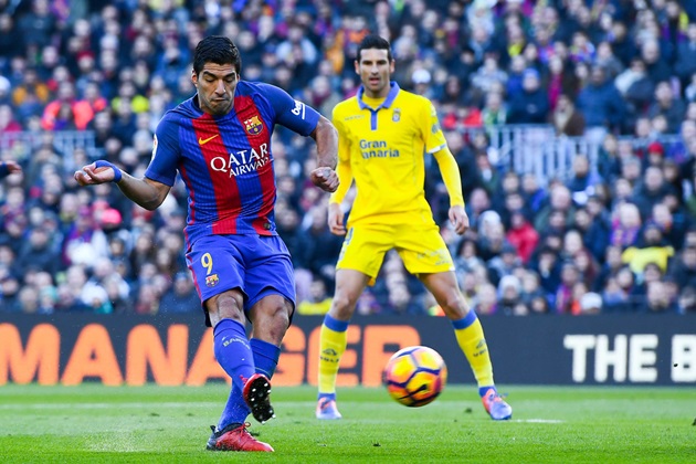 Luis Suarez đã ghi bàn trong tất cả 4 trận anh đã đấu với Las Palmas, tổng cộng 6 bàn.