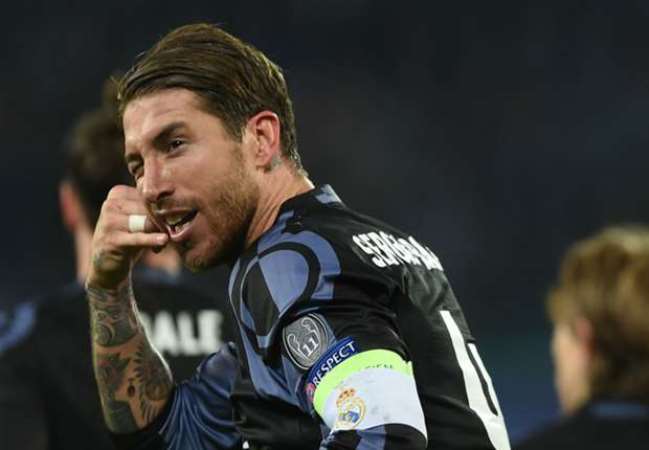 Ramos ăn mừng y hệt Messi.