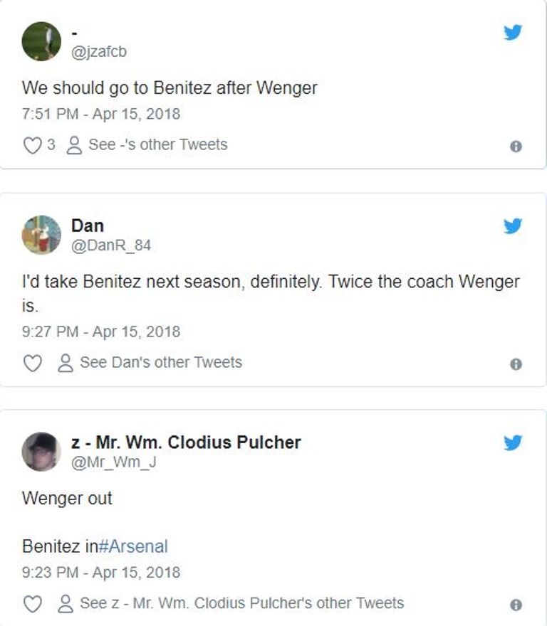 Fan Arsenal kêu gọi Rafa Benitez thay thế HLV Wenger - Bóng Đá