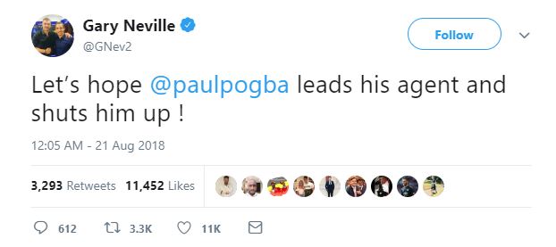 Bảo vệ Scholes, Neville khuyên Pogba làm cho Raiola im miệng - Bóng Đá