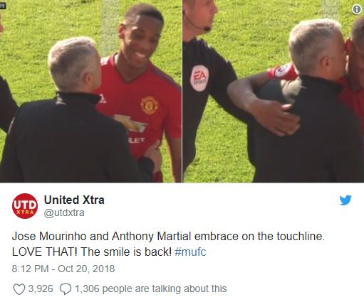 NHM Quỷ đỏ cũng rất vui mừng khi chứng kiến sự hòa hợp của Martial với HLV Mourinho.