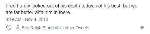 Fred đã nỗ lực hết mình hôm nay. Cậu ấy chưa chơi tốt nhất, nhưng đã giúp đội bóng thi đấu tốt hơn.