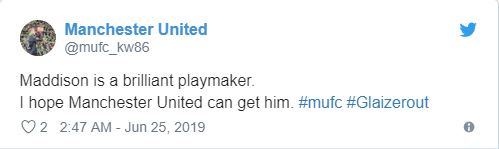 Maddison là một cầu thủ làm bóng cừ khôi. Tôi hy vọng Manchester United có thể có được anh ấy.