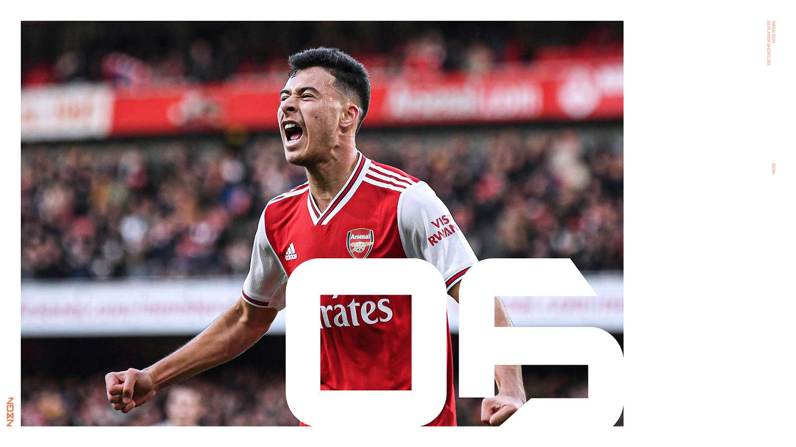 #6 Gabriel Martinelli | Arsenal: Jurgen Klopp đã phải lên tiếng sau trận hòa 5-5 của Liverpool với Arsenal hồi tháng 10: "Gabriel Martinelli là một tài năng của thế kỷ!" Ronaldinho thì đã so sánh người đồng hương của mình với Ronaldo.