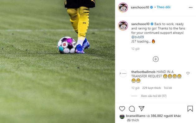 Man Utd fans positive Jadon Sancho transfer on next year after Instagram message - Bóng Đá
