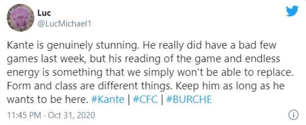Chelsea fans blown away by N’Golo Kante in Burnley victory - Bóng Đá