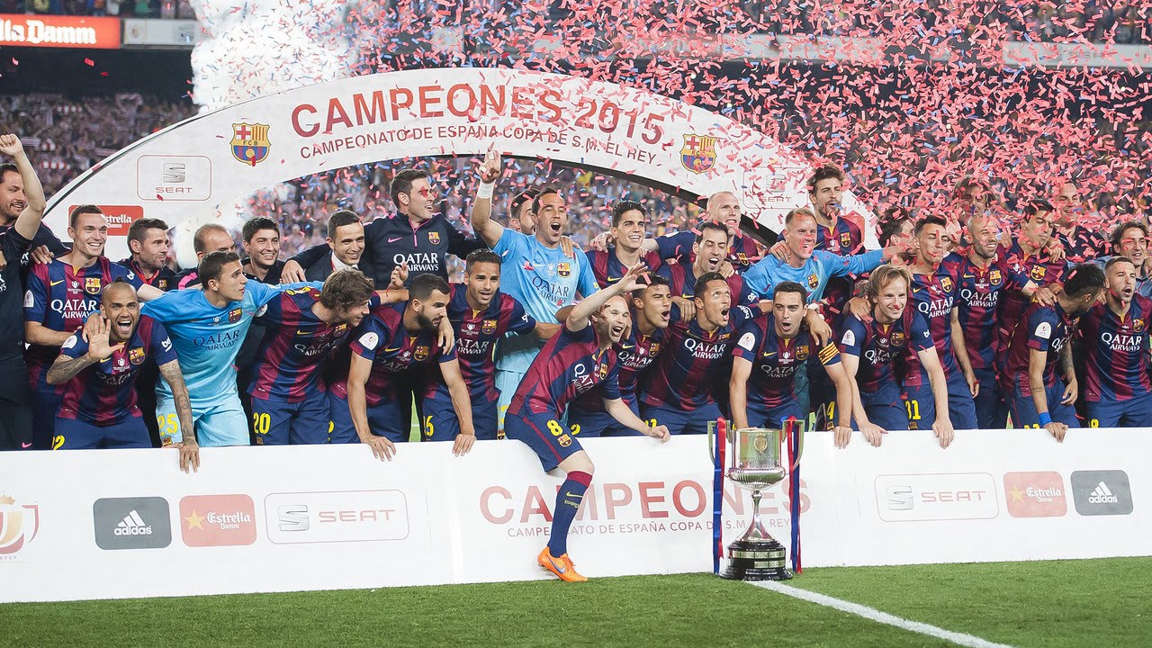 2. Cúp Nhà Vua Tây Ban Nha (Copa del Rey) 2014/15. Trong hành trình tiến đến chức vô địch cúp Nhà Vua, đối thủ lớn nhất mà Barcelona phải gặp là Atletico Madrid ở tứ kết. Họ thắng chung cuộc với tỉ số 4-2 sau 2 lượt với điểm nhấn là cú đúp của Neymar trong trận lượt về. Ở trận chung kết, Athletic Bilbao không phải là đối thủ của Barca. Đội bóng xứ Catalunya lên ngôi một cách xứng đáng.
