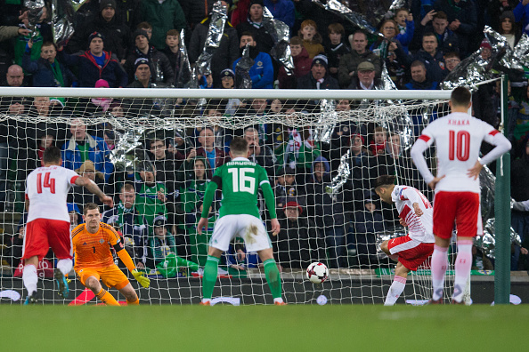 Phút 57, Thụy Sỹ được hưởng một quả penalty khi trọng tài cho rằng Cory Evans chơi bóng bằng tay trong vòng cấm. Rodriguez không mắc sai lầm đưa Thụy Sỹ vươn lên dẫn trước.