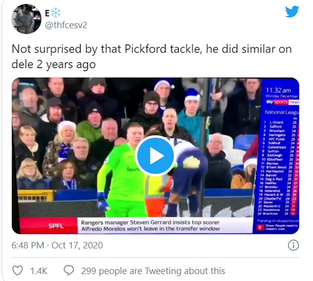 Everton 2-2 Liverpool: Jordan Pickford once made a similar tackle on Dele Alli - Bóng Đá