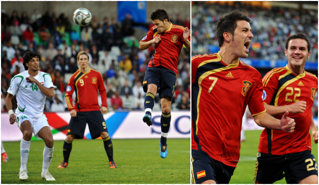 Khoảnh khắc Villa đánh đầu ghi bàn vào lưới nhà vô địch Châu Á tại Confed Cup 2009.