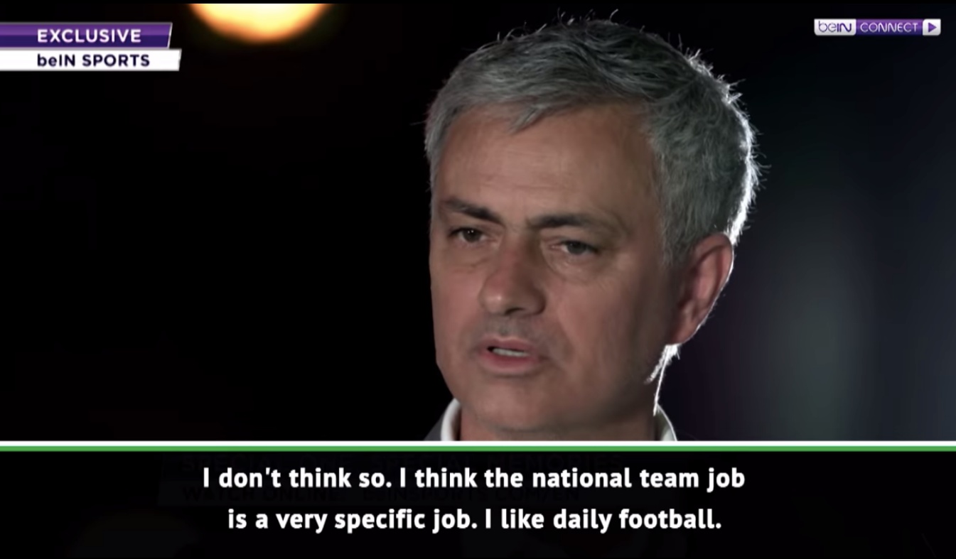 Mourinho chia sẻ trong một cuộc phỏng vấn với beinSPORT.