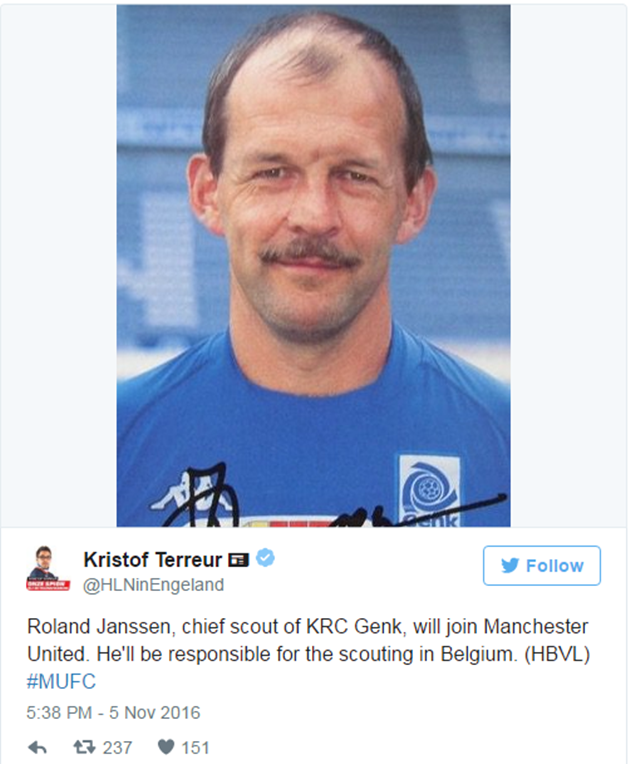 Janssen gia nhập Man Utd vào cuối năm 2016.