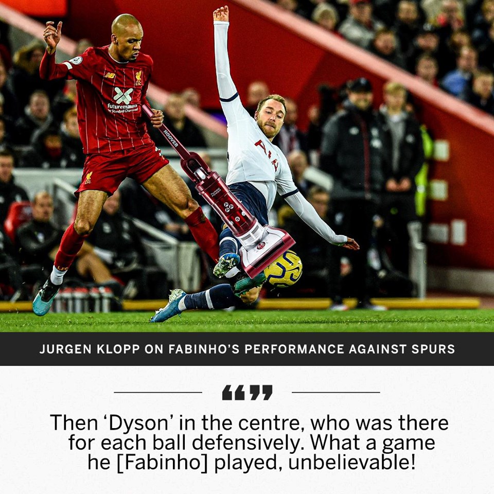 Jürgen Klopp nicknames Fabinho after 'unbelievable' Spurs display - Bóng Đá