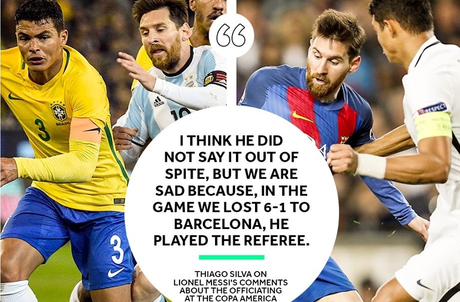 Thiago Silva nhiều lần công kích Messi.