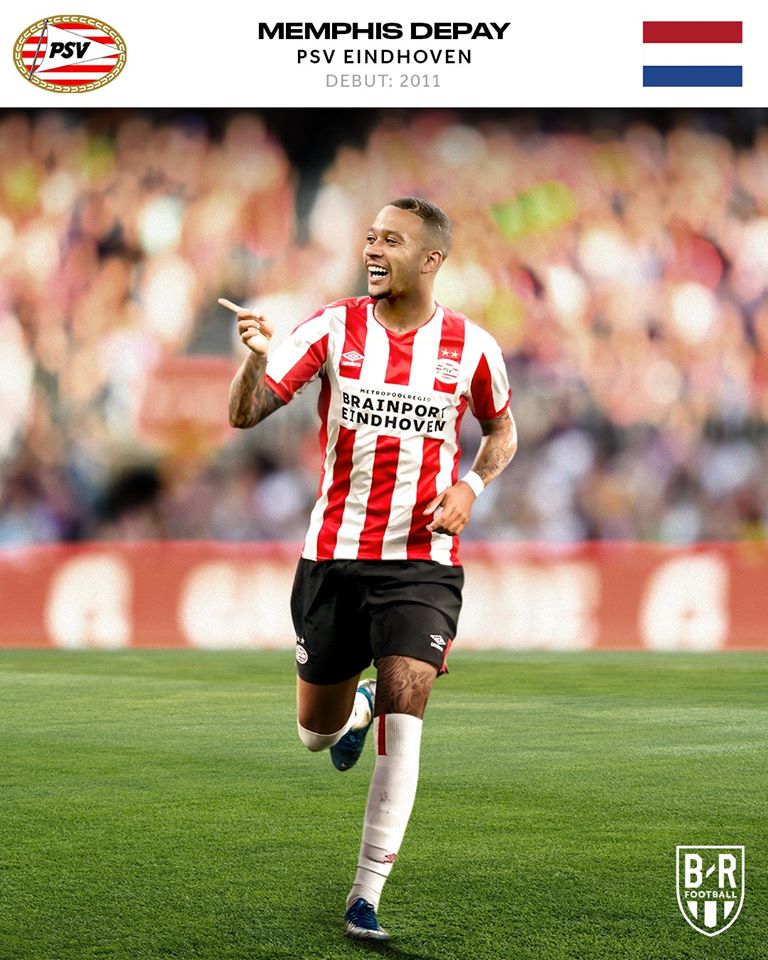 Memphis Depay nổi danh trong màu áo PSV Eindhoven, anh ra mắt chuyên nghiệp vào năm 2011.