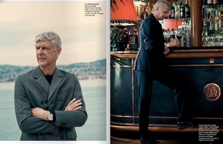 Wenger và bộ ảnh với tạp chí L’equipe