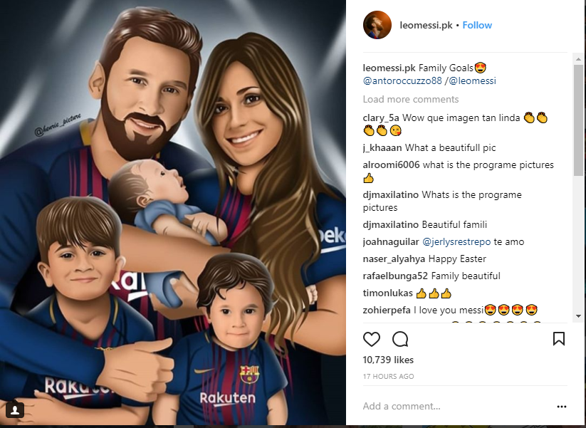 Gia đình hạnh phúc của Messi được họa thành tranh 3D - Bóng Đá