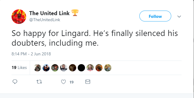 "Tôi rất vui vì Lingard. Cuối cùng anh ấy đã phá vỡ được sự nghi ngờ của mọi người trong đó có tôi."