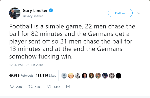 Dòng tweet hoàn hảo của huyền thoại Lineker sau khi Kroos giải nguy cho tuyển Đức - Bóng Đá