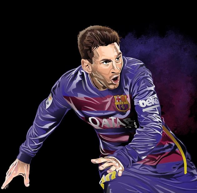 Bức tranh tinh vi về pha ăn mừng bàn thắng của Messi.