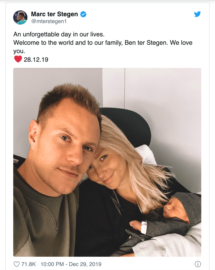 Ter Stegen becomes a father - Bóng Đá