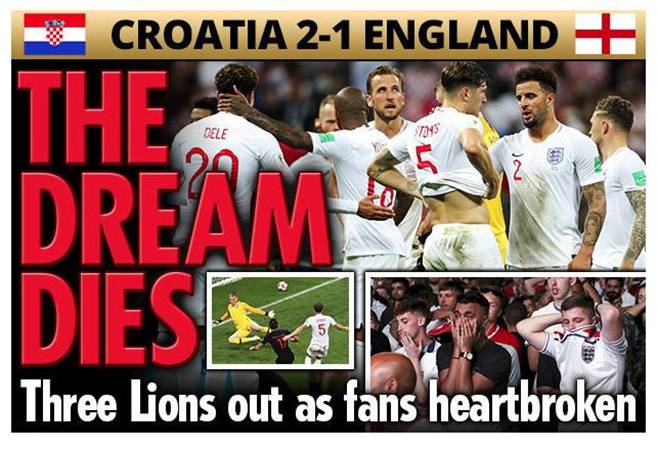 Truyền thông Anh: 'Croatia làm tan vỡ trái tim sư tử dũng cảm' - Bóng Đá