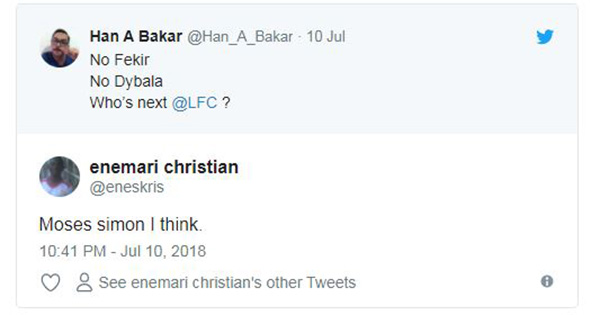 Không Fekir, không Dybala, ai sẽ là bản hợp đồng tiếp theo của Liverpool? Có thể là Moses Simon.