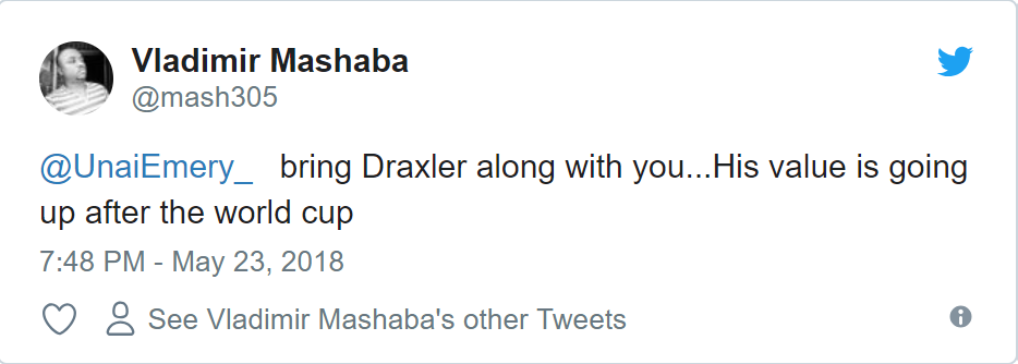 Hãy mang Draxler về theo ngay lúc này đi Emery, sau World Cup cậu ấy sẽ có mức giá trên trời đấy.