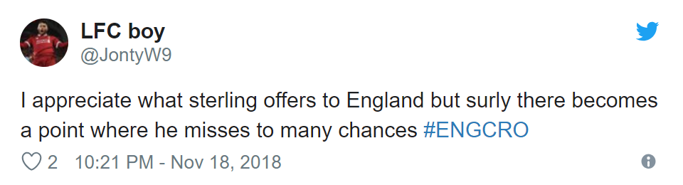 Liverpool fans on Twitter slate Sterling after Croatia win - Bóng Đá