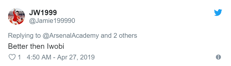 Cậu ấy tốt hơn Iwobi.