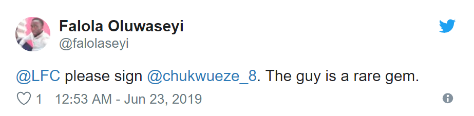 LIVERPOOL FANS WANT CHUKWUEZE - Bóng Đá