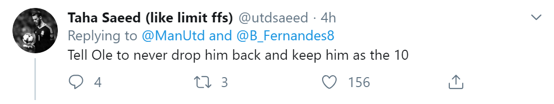 Nói với Ole rằng đừng bao giờ kéo cậu ấy xuống và hãy giữ cậu ấy ở vị trí số 10.