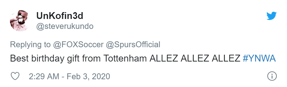 Món quà sinh nhật tuyệt nhất là từ Tottenham.