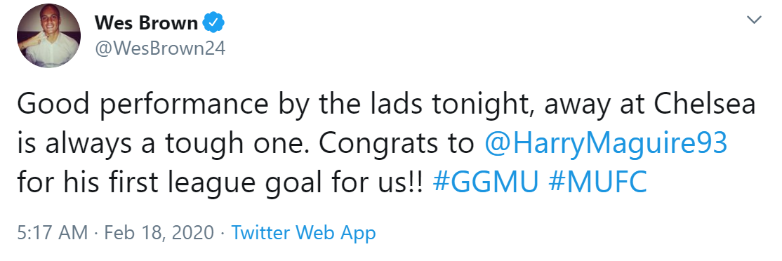 Man Utd thắng, Wes Brown đặc biệt chúc mừng riêng Maguire - Bóng Đá