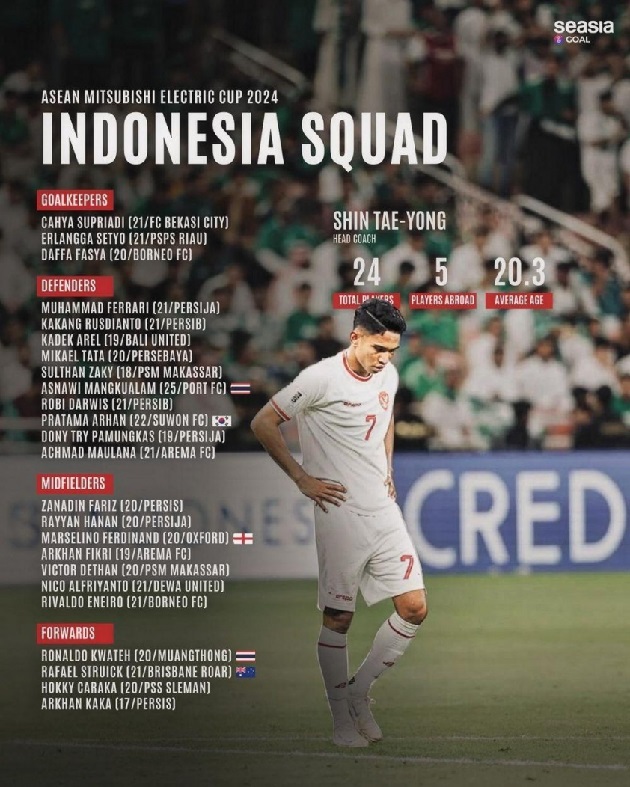 Danh sách ĐT Indonesia dự AFF Cup 2024.