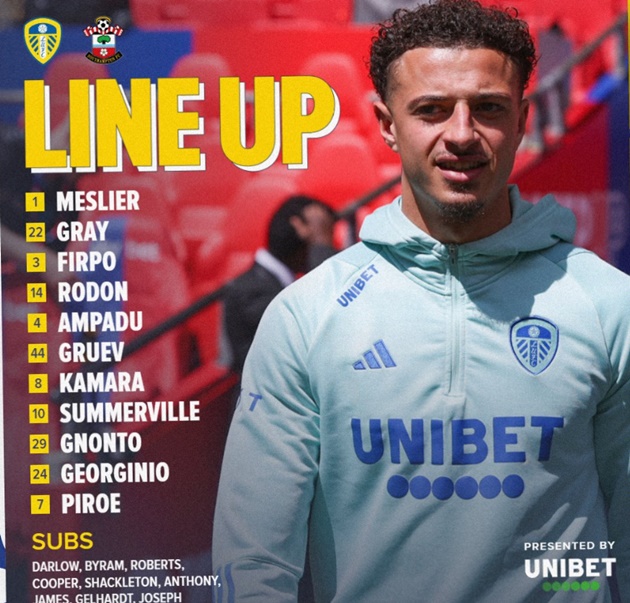 Đội hình ra sân của Leeds.