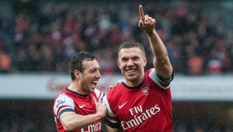 Podolski trong màu áo Arsenal.