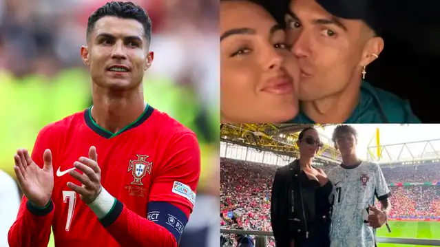 Ronaldo thể hiện tình cảm với bạn gái.