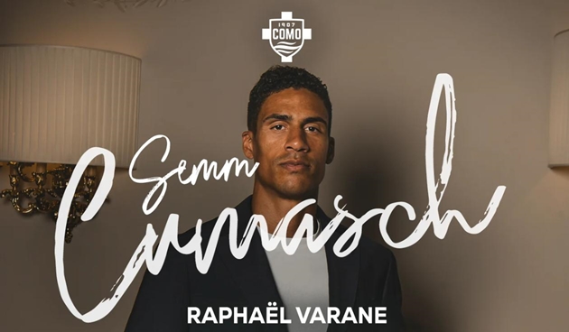 Raphael Varane chính thức ký hợp đồng với Como 1907.