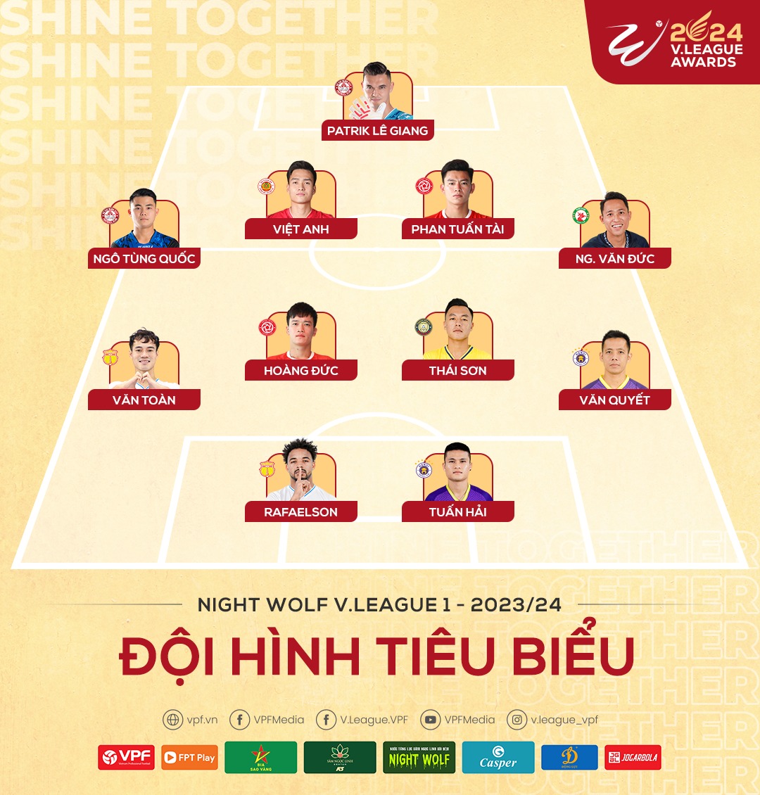 Đội hình tiêu biểu V-League 2023/24. Ảnh: V.League.