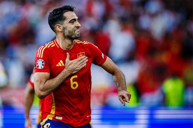 Mikel Merino ghi bàn vào lưới đội tuyển Đức tại EURO 2024.