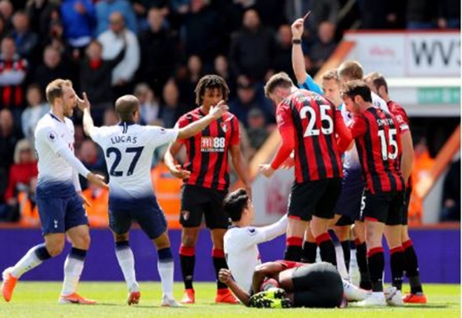 Son Heung-min dính thẻ đỏ, Tottenham thua sốc trước Bournemouth