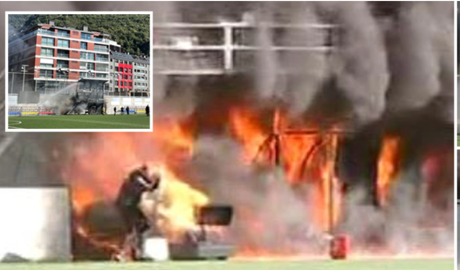 Huge fire erupts at Andorra's national stadium just over 24 hours before England are due to play there - Bóng Đá
