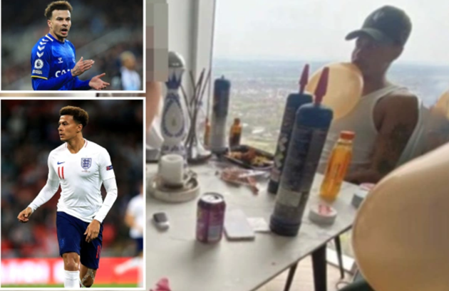 Dele Alli has been pictured with a balloon in his mouth surrounded by laughing gas canisters - Bóng Đá