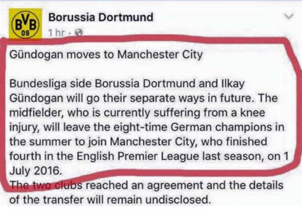 Vừa bán được Gundogan, Dortmund đã 'troll' ngay Man City