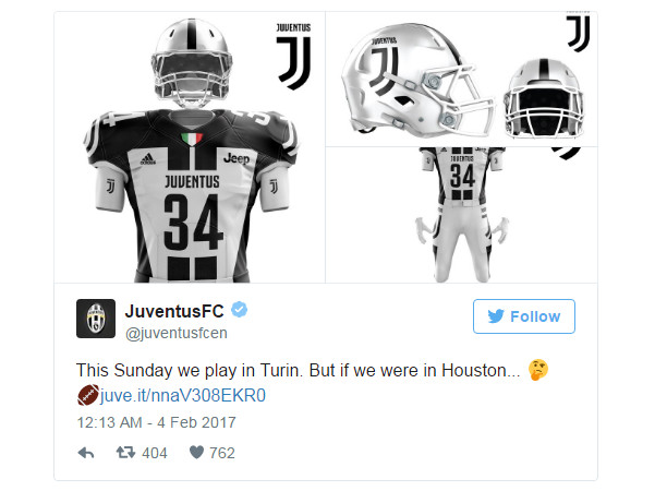 Juventus đem logo 'thảm họa' tấn công giải Super Bowl - Bóng Đá