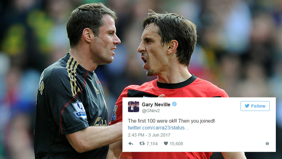 Mừng sinh nhật Liverpool, Neville khiến Carragher phải muối mặt  - Bóng Đá
